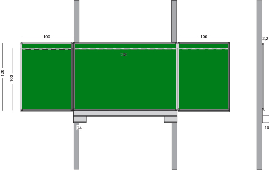 voorzichtig Automatisering Met andere woorden 5 vlaksbord groen krijt schoolbord op kolommen 120x200 cm